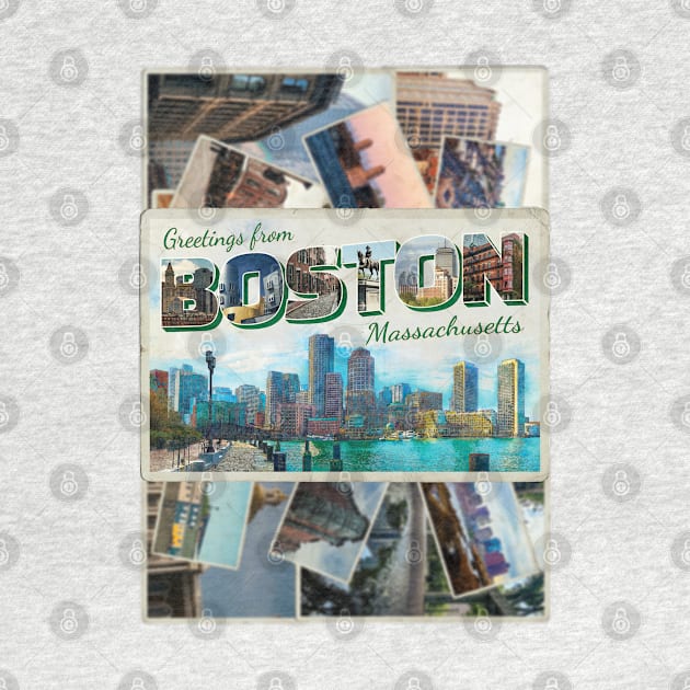 Greetings from Boston in Massachusetts Vintage style retro souvenir by DesignerPropo